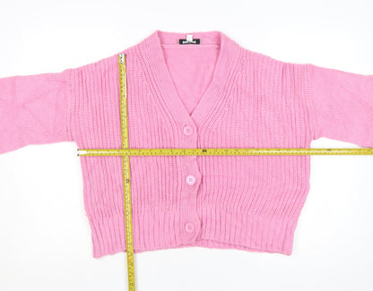 Great Plains Women Pink Long Sleeve Chunky Knit Cardigan Size 10