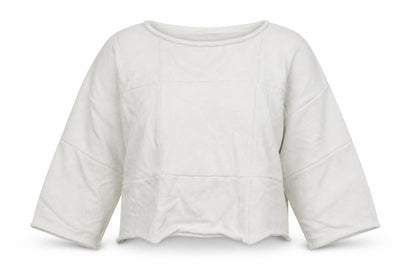 Zara Women Ivory Knit Relaxed Fit Cropped Pullover Jumper Size S