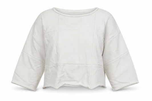 Zara Women Ivory Knit Relaxed Fit Cropped Pullover Jumper Size S