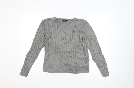 Polo Ralph Lauren Women Grey Cable-Knit Cotton Jumper M