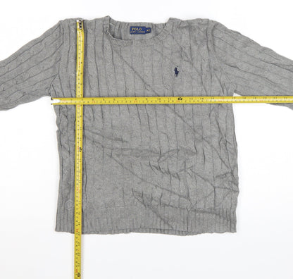 Polo Ralph Lauren Women Grey Cable-Knit Cotton Jumper M
