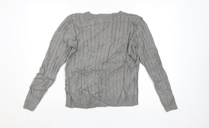 Polo Ralph Lauren Women Grey Cable-Knit Cotton Jumper M