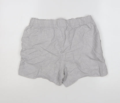 Dunnes Women Grey Linen Blend Drawstring Casual Shorts Size S