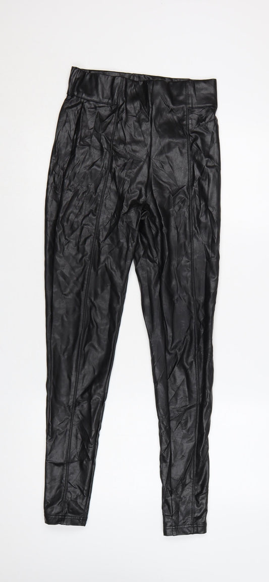 Marks & Spencer Women's Black Faux Leather High Rise Leggings Size 8