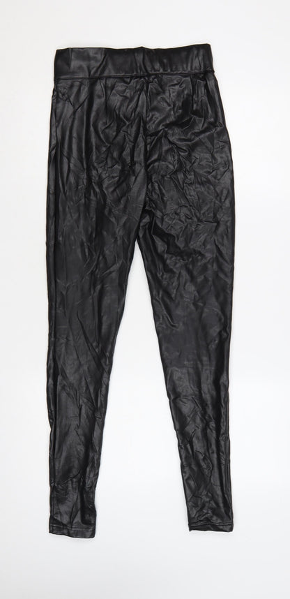 Marks and Spencer Women's Black Faux Leather High Rise Leggings Size 8