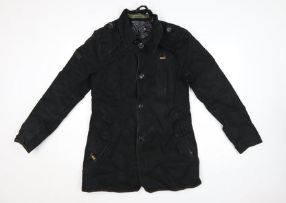 Superdry Men’s Black Medium Trench Coat Cotton Lined Jacket