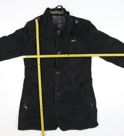 Superdry Men’s Black Medium Trench Coat Cotton Lined Jacket