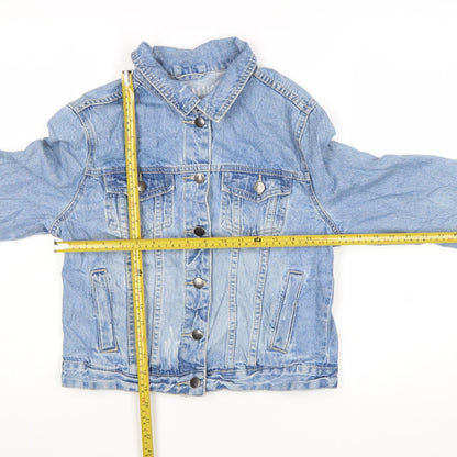 Cotton On Womens Blue Denim Cropped Jacket Size 12 Classic Casual