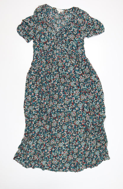 Marks and Spencer Per Una Women's Multicoloured Size 12 Midi Fit & Flare Dress