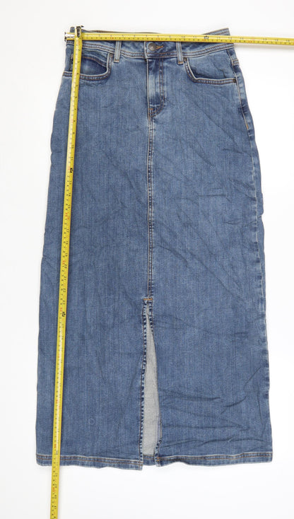 Marks and Spencer Women Blue Denim Midi Pencil Skirt Size 10