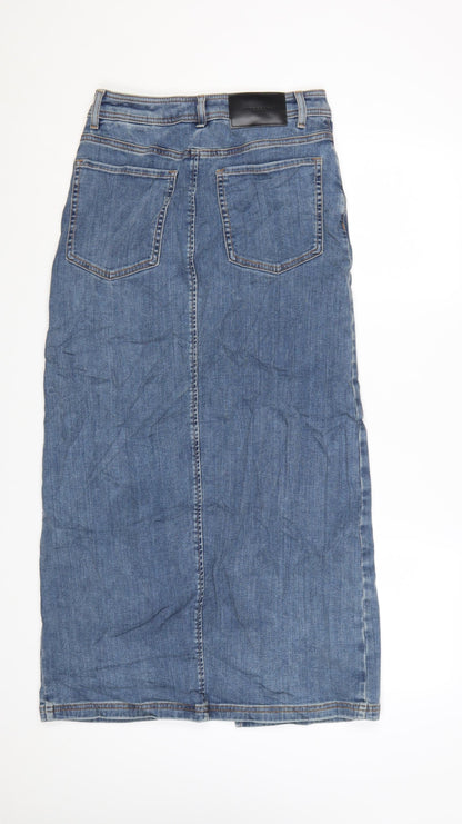 Marks and Spencer Women Blue Denim Midi Pencil Skirt Size 10