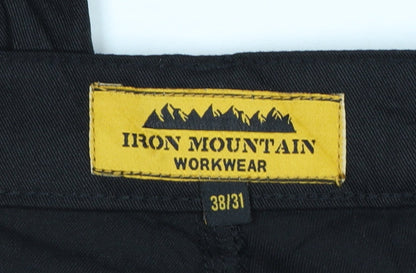 Iron Mountain Workwear Black Mens 38R Cargo Trousers Polyester Cotton