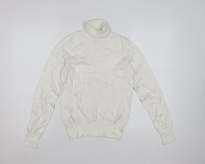H&M Women Ivory Roll Neck Viscose Knit Jumper Size S