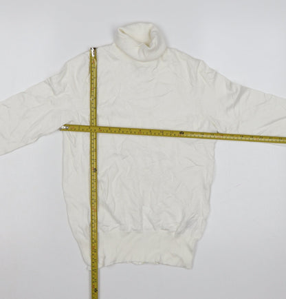 H&M Women Ivory Roll Neck Viscose Knit Jumper Size S