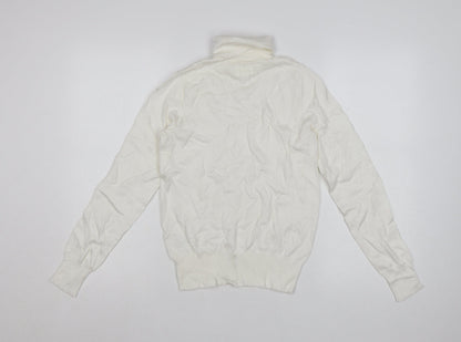 H&M Women Ivory Roll Neck Viscose Knit Jumper Size S