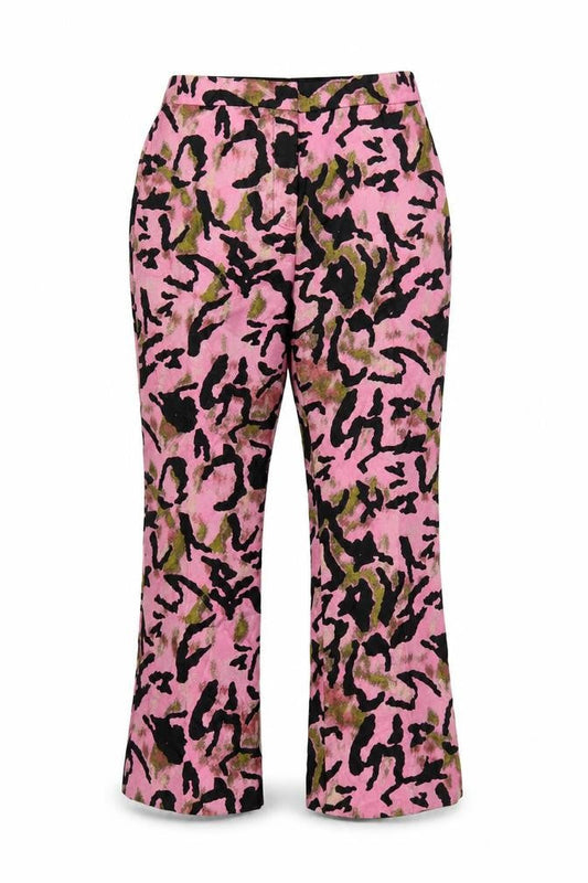 Topshop Womens Pink Animal Print Flared Trousers Size 10