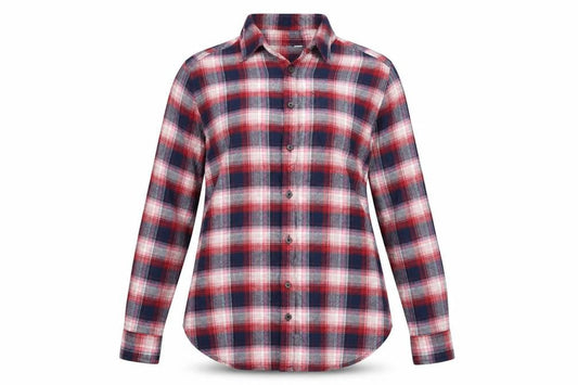 Marks & Spencer Women's Red Plaid Cotton Button-Up Shirt Size 12
