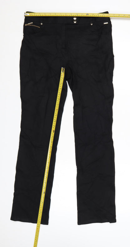 Marks and Spencer Per Una Women's Black Slim Straight Trousers Size 12 Long