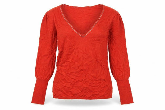 Mango Women Red V-Neck Long Sleeve Knit Cashmere Blend Jumper Size 12