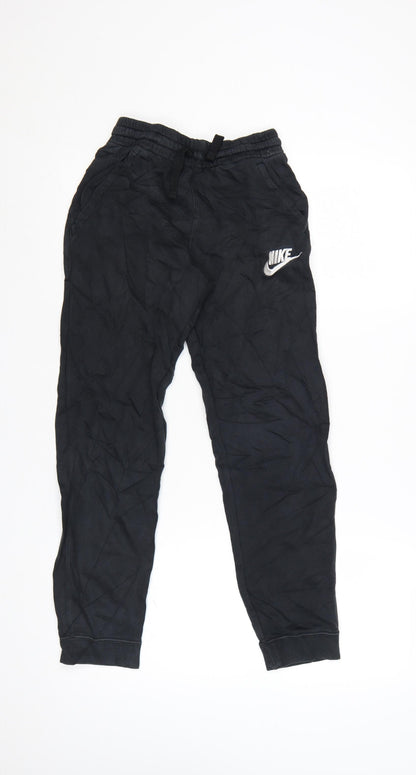 Nike Boys Black Jogger Trousers L 147-158cm Cotton Blend Sweatpants