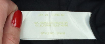 Ann Harvey Women Black Beaded Velvet Blouse UK 24 V-Neck Short Sleeve