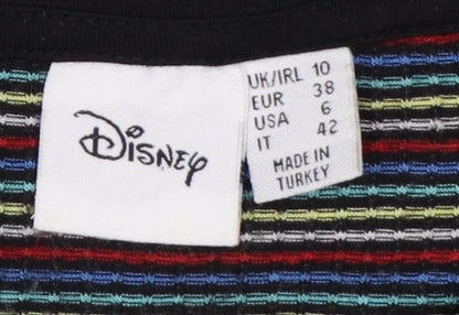 Disney Women’s Multicoloured Striped Mickey Mouse Cropped T-Shirt Size 10