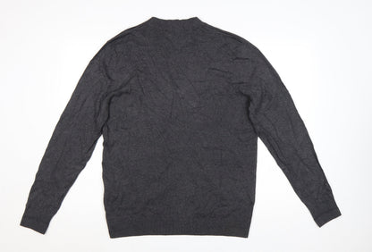 Jack & Jones Men's Grey Cotton Blend V-Neck Cardigan L