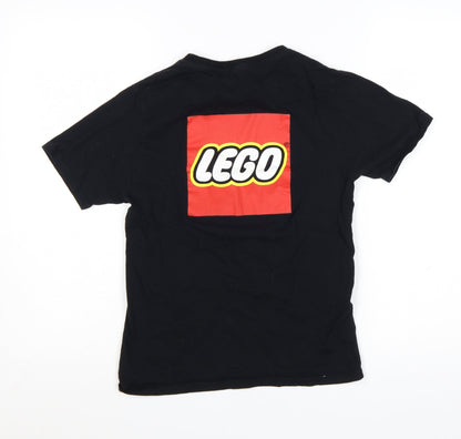 Pull&Bear Women Black LEGO Short Sleeve Cotton T-Shirt XS