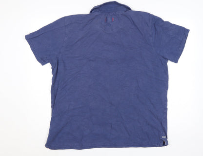 FatFace Men’s Blue XL Cotton Surf Graphic Polo Shirt
