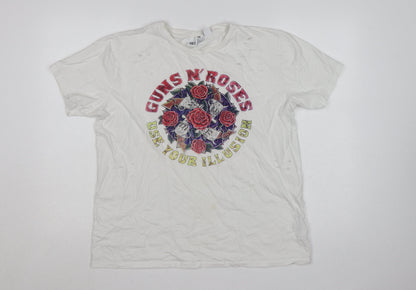 Atmosphere Womens White Guns N' Roses Band T-Shirt Size 16 Cotton
