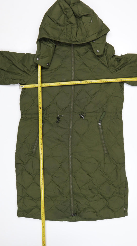 Marks and Spencer Women’s Green Long Quilted Puffer Coat Size 12
