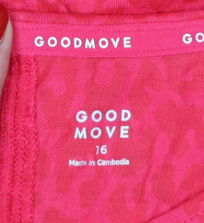 Marks and Spencer Goodmove Red Animal Print Cropped Women's T-Shirt Size 16