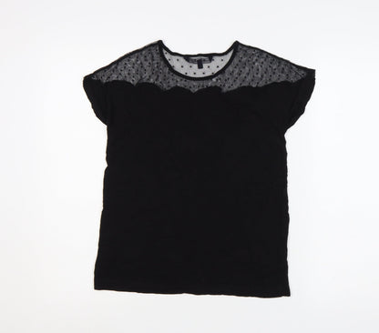 French Connection Womens Black Mesh Detail Tunic Blouse XS