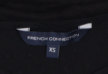 French Connection Womens Black Mesh Detail Tunic Blouse XS