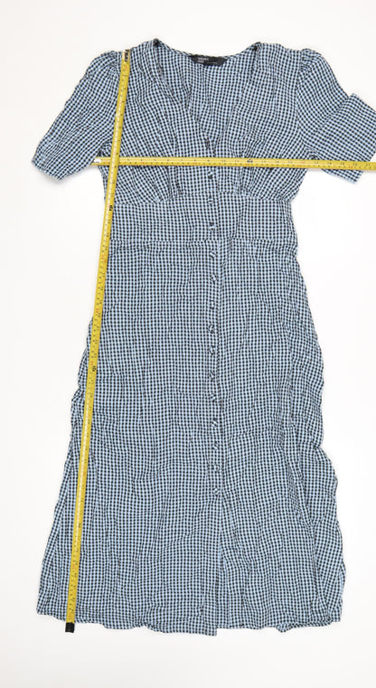 Nobody's Child Women's Blue Check Midi Shirt Dress Size 12