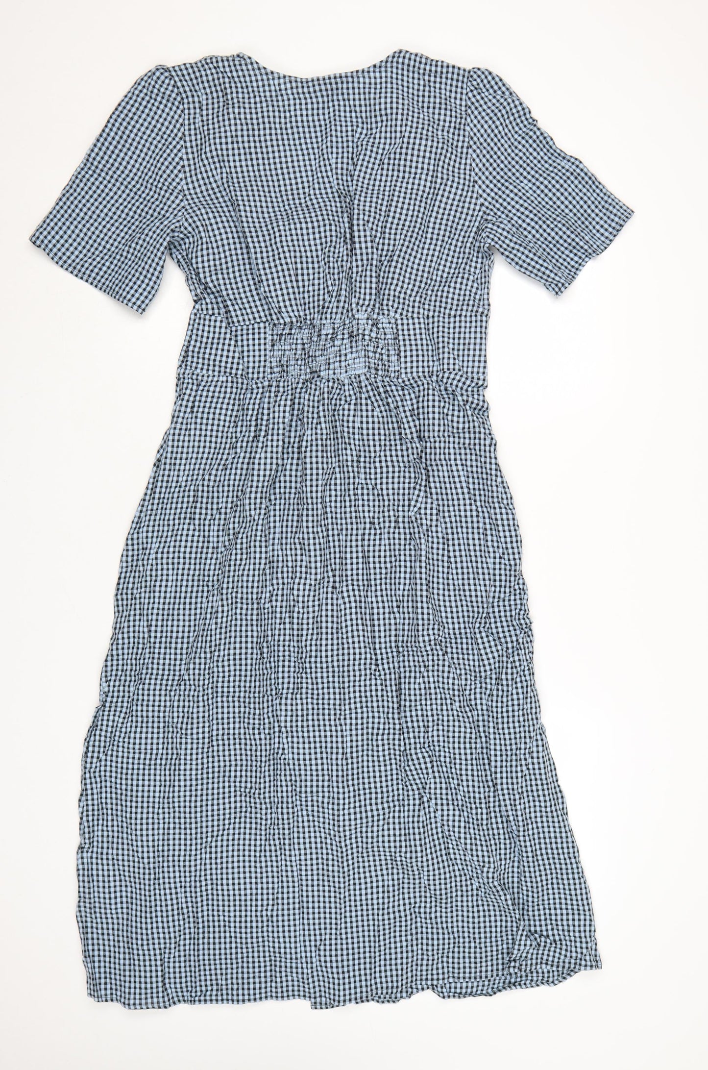 Nobody's Child Women's Blue Check Midi Shirt Dress Size 12