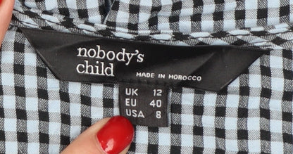 Nobody's Child Women's Blue Check Midi Shirt Dress Size 12