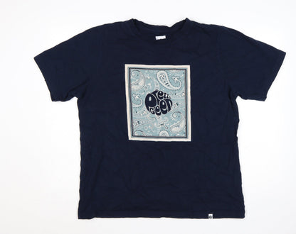 Pretty Green Men's Navy Blue Paisley Graphic T-Shirt XXL Cotton