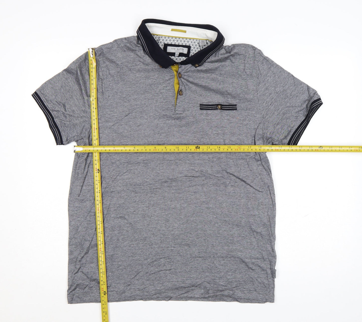 Ted Baker Men's Grey Cotton Short Sleeve Polo Shirt Size L