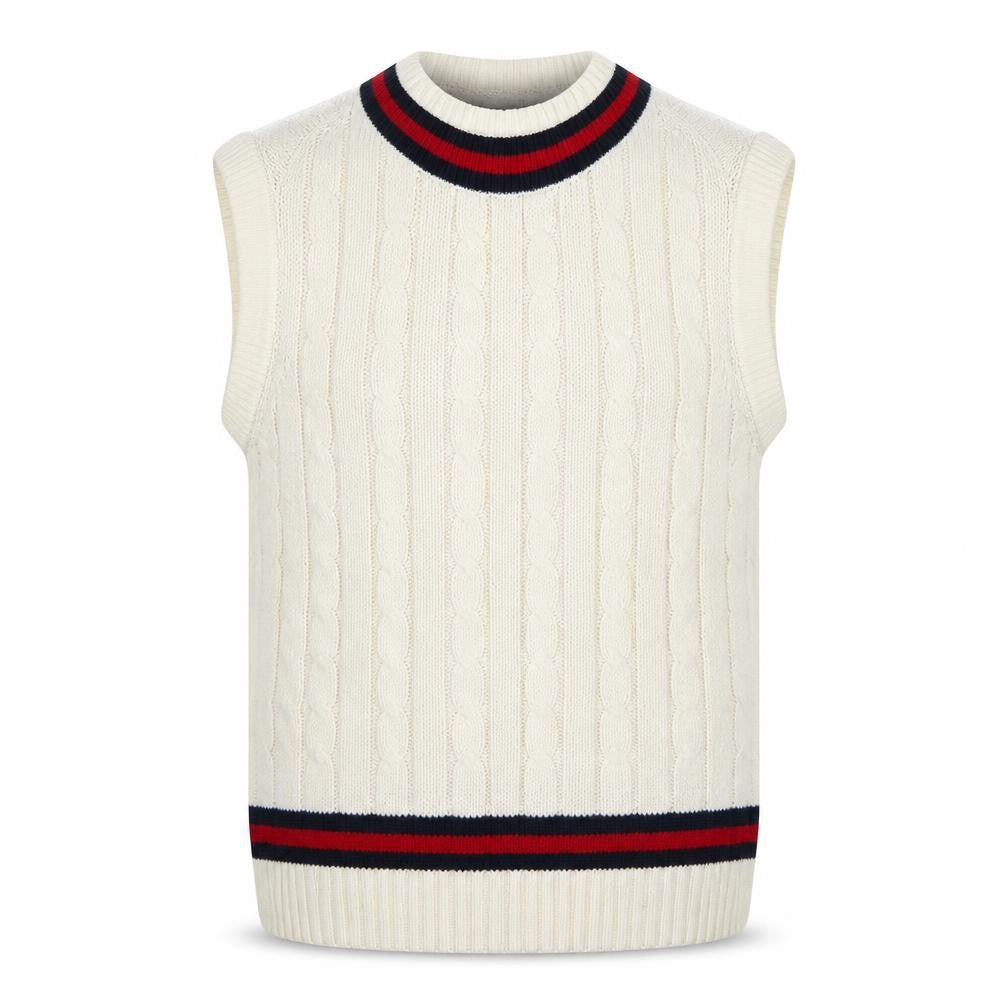 Readers Men's Ivory Cable-Knit Cricket Vest 2XL Acrylic Jumper