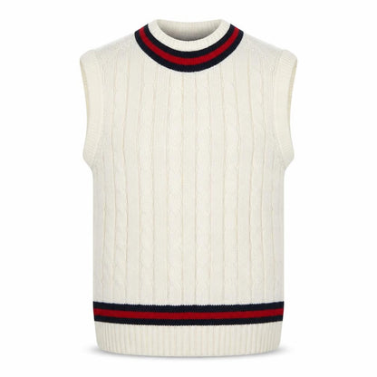Readers Men's Ivory Cable-Knit Cricket Vest 2XL Acrylic Jumper