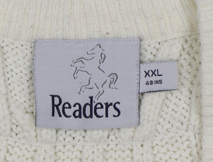 Readers Men's Ivory Cable-Knit Cricket Vest 2XL Acrylic Jumper