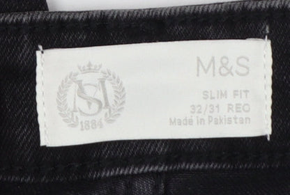 Marks and Spencer Men's Black Slim Fit Denim Jeans 32W 31L