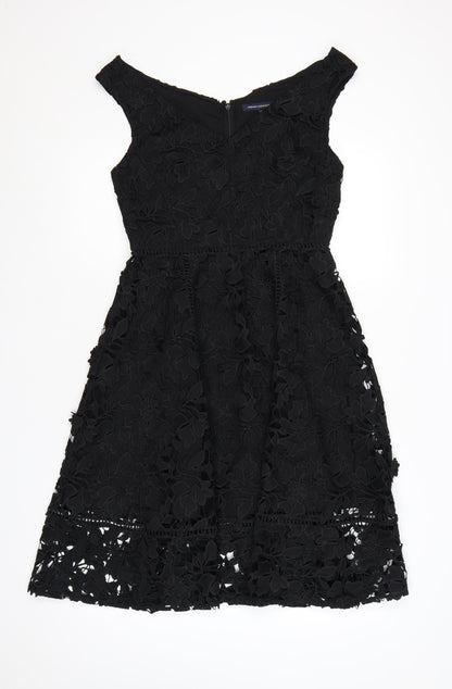 French Connection Women's Black Lace Fit & Flare Dress Size 10