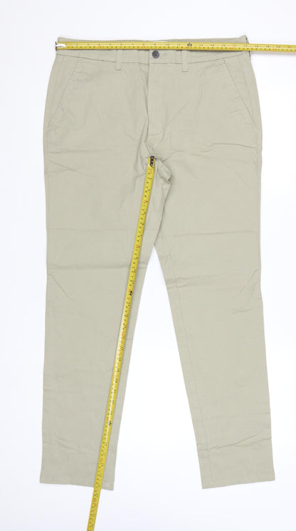 Marks and Spencer Men's Beige Slim Fit Chino Trousers 34W 31L