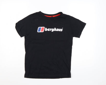 Berghaus Boys Black 11-12 Years Logo Cotton Short Sleeve T-Shirt