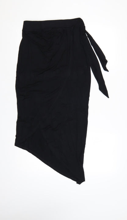 ASOS Women’s Black Wrap Midi Skirt Size 10 Viscose Stretch