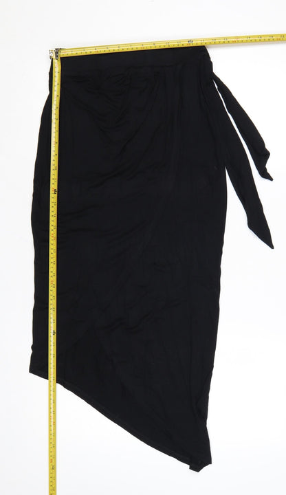 ASOS Women’s Black Wrap Midi Skirt Size 10 Viscose Stretch