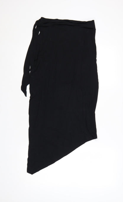 ASOS Women’s Black Wrap Midi Skirt Size 10 Viscose Stretch