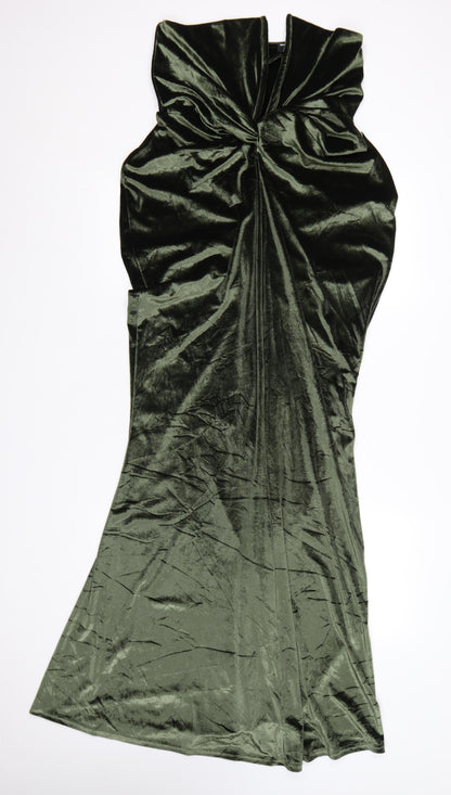 ASOS DESIGN Women’s Green Velvet Strapless Mermaid Evening Dress Size 14
